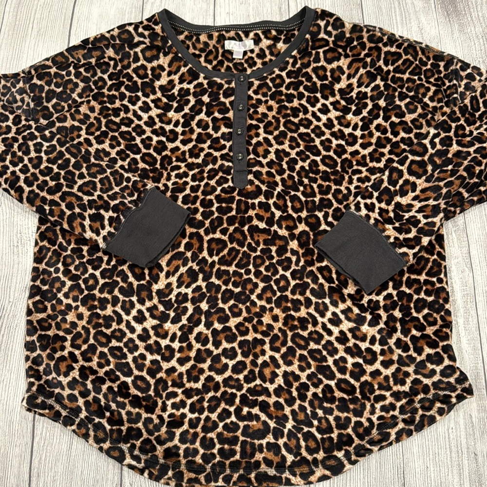 Secret Treasures Velour Animal Print Pajama Top